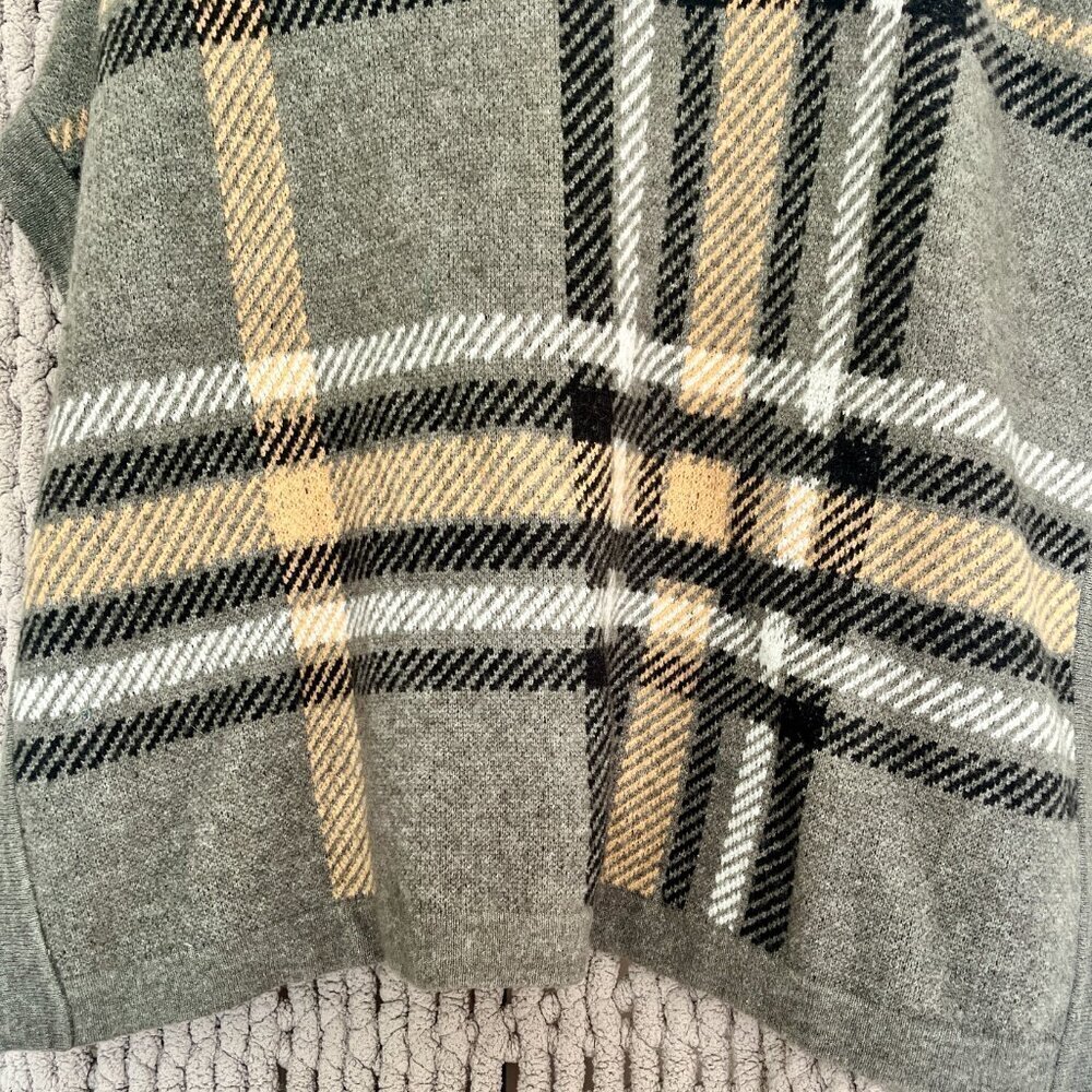 Joe Fresh Plaid Turtleneck Poncho black, beige, white & taupe O/S - Picture 5 of 13